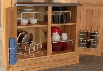 Cabinet organization with wire shelving