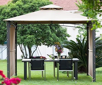 Pop Up Canopy with chairs and table underneath